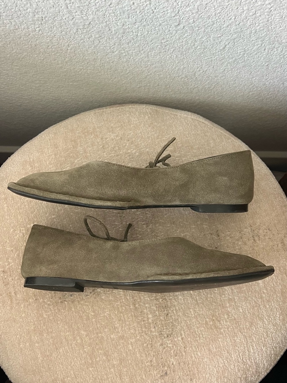 Alohas Sway Suede Khaki Leather Ballet Flats - Picture 6 of 7